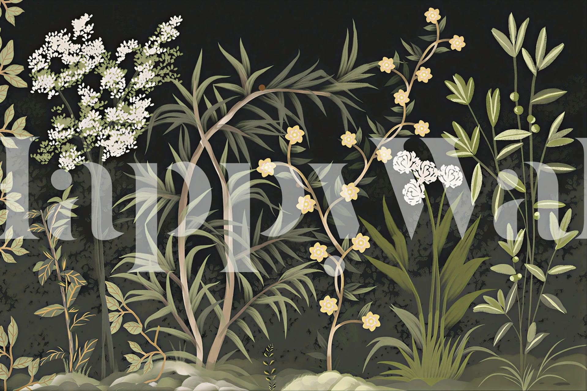 Nocturne Wildflower Meadow tapet i ett rum