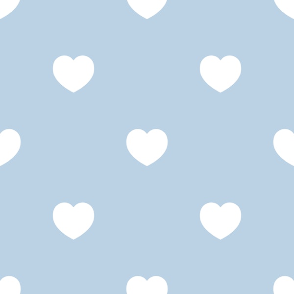 Modern Nursery Hearts - White on Air Blue
