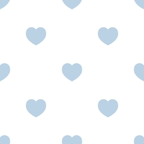 Modern Nursery Hearts - Air Blue on White
