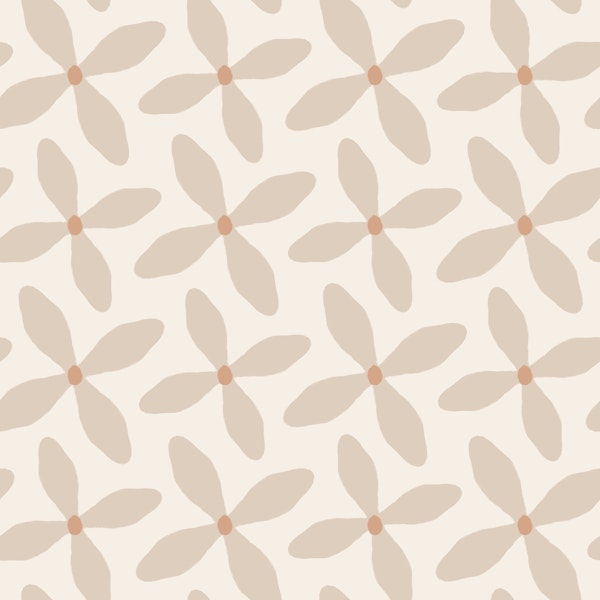 Soft Beige Flower Grid