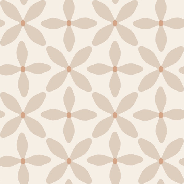 Soft Beige Flower Grid