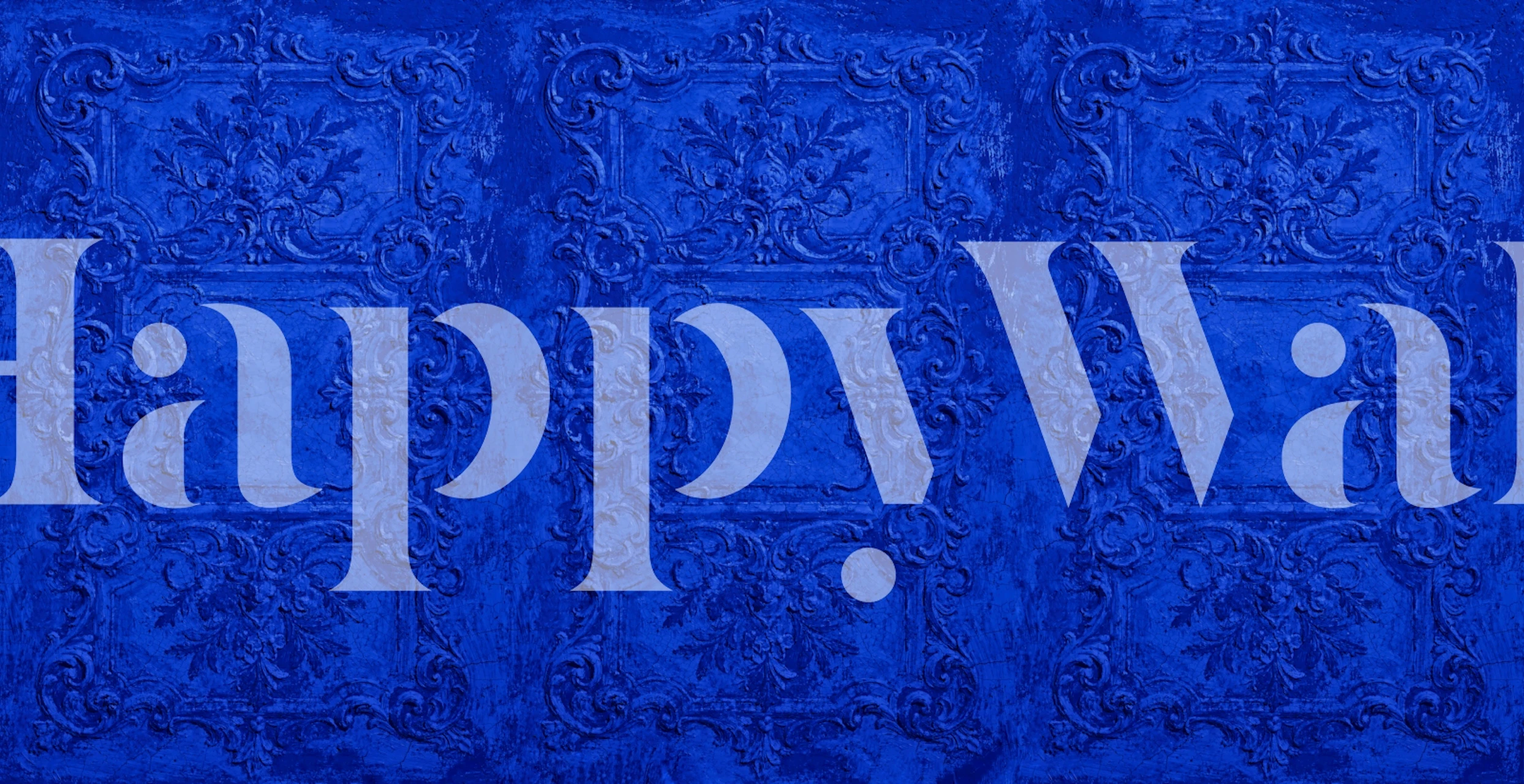 Cobalt Blue Rococo Wallpaper in a room