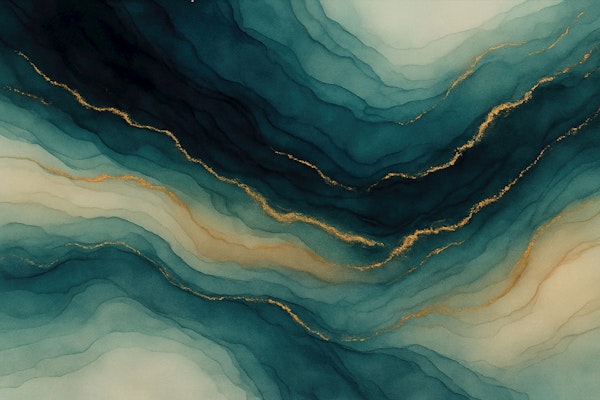 Teal Gold Abstract Veins