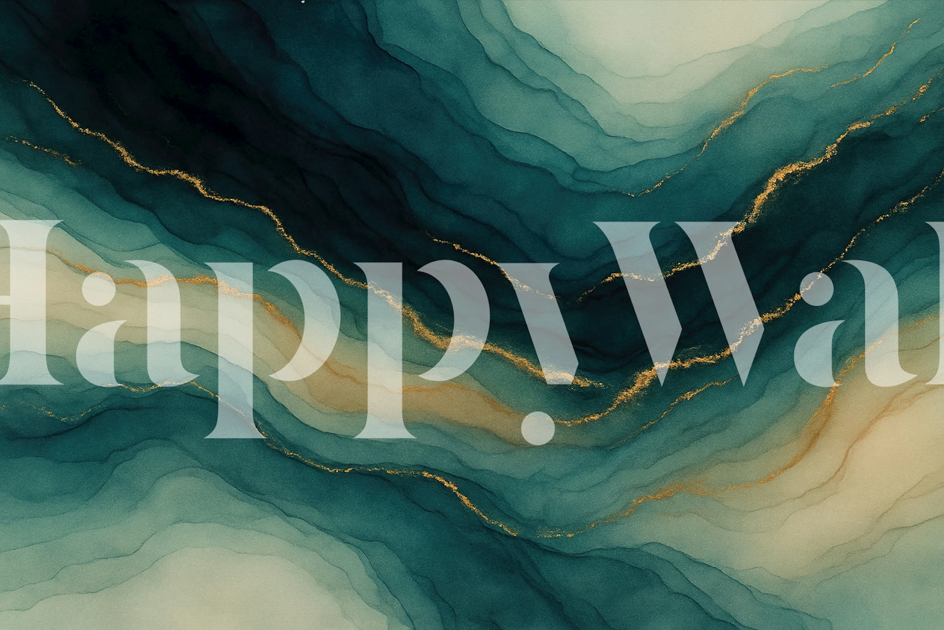 Teal Gold Abstract Veins wallpaper