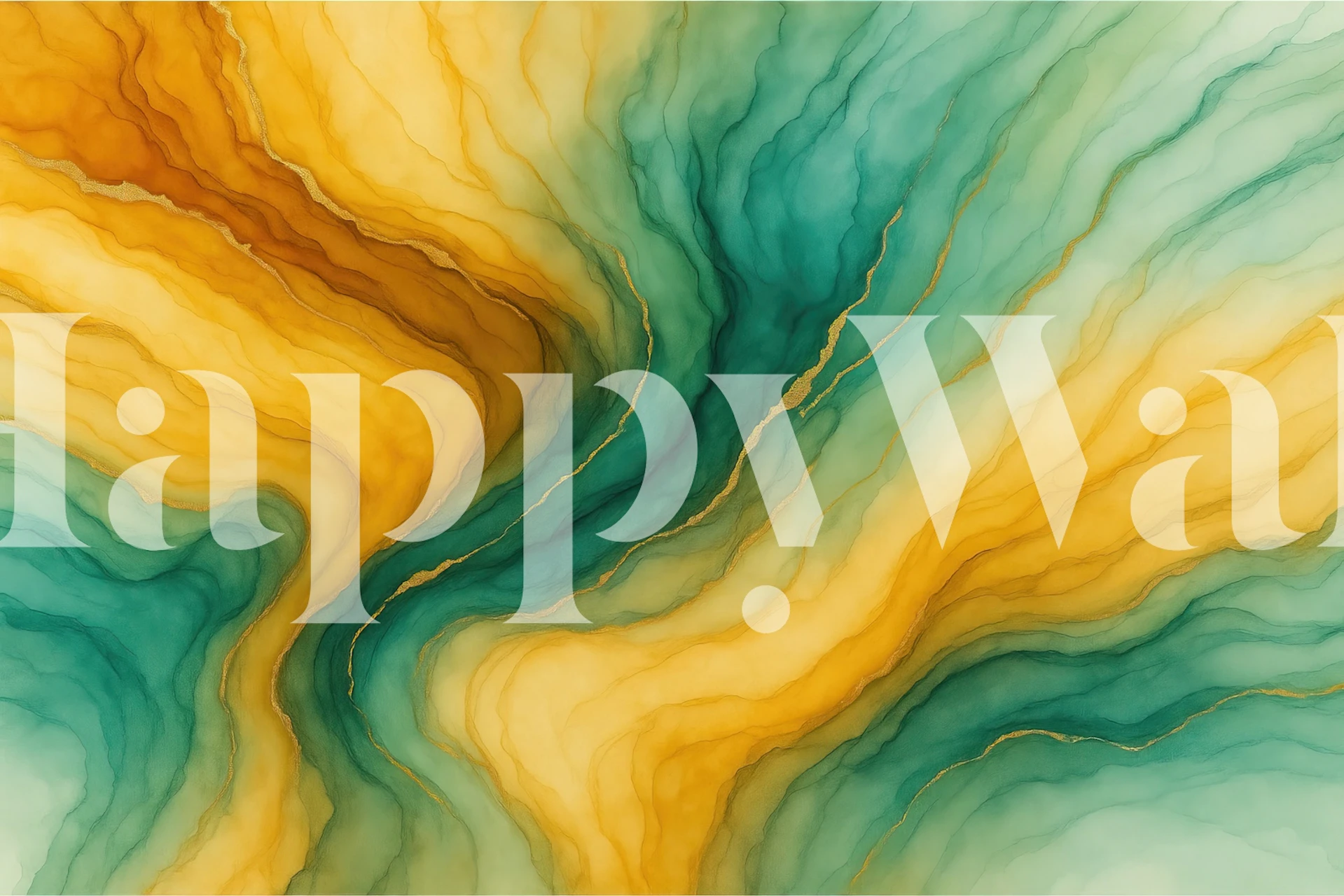 Amber Teal Gold Veins wallpaper