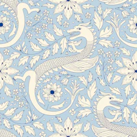 celestial dragons spying flowers pastel blue tapete