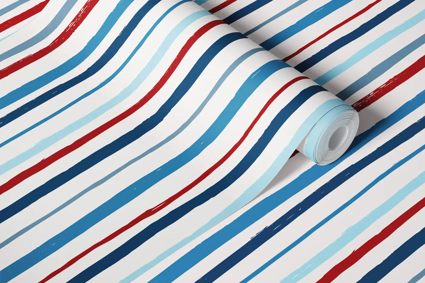 Hand Drawn Irregular Coastal Stripes wallpaper roll