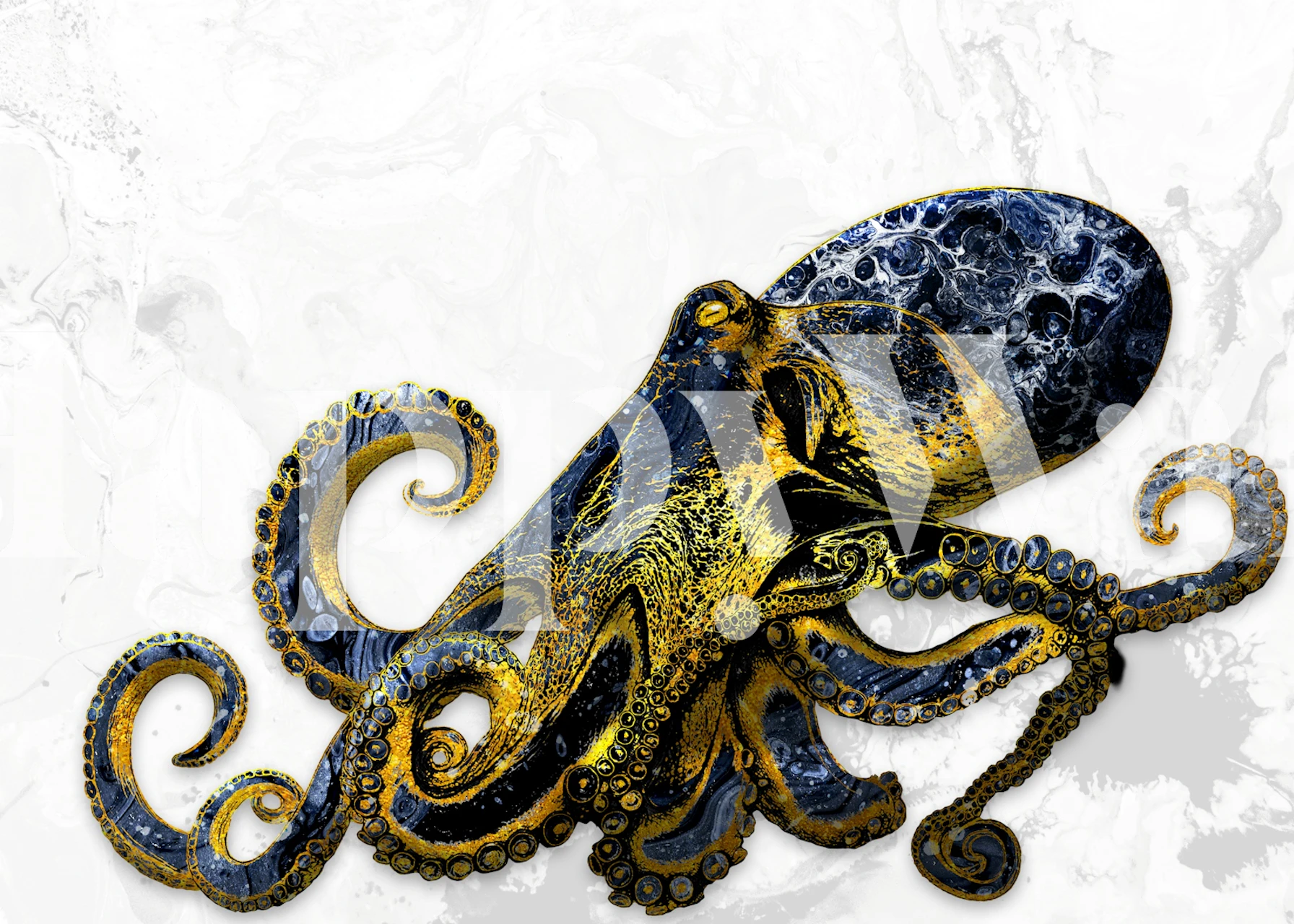 Octopus Majesty White tapet