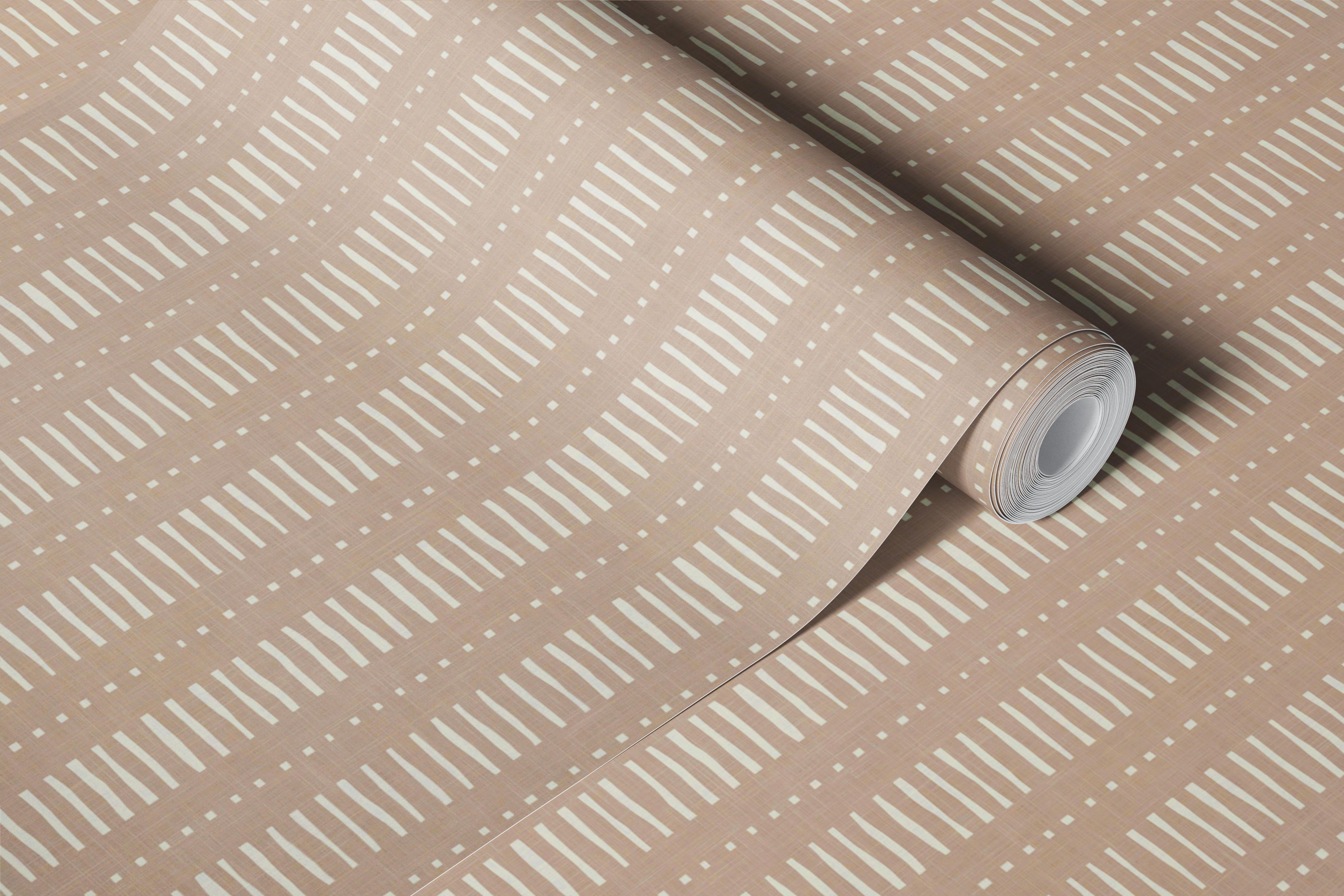 Dots & Dashes Stripe – Pink Beige papier peint dans une pièce