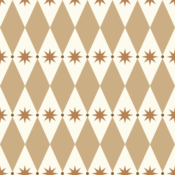 Neutral Argyle & Stars Pattern