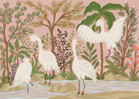 Egrets in Tropical Lagoon papel de parede