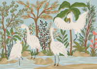 Egret Lagoon Garden papel de parede