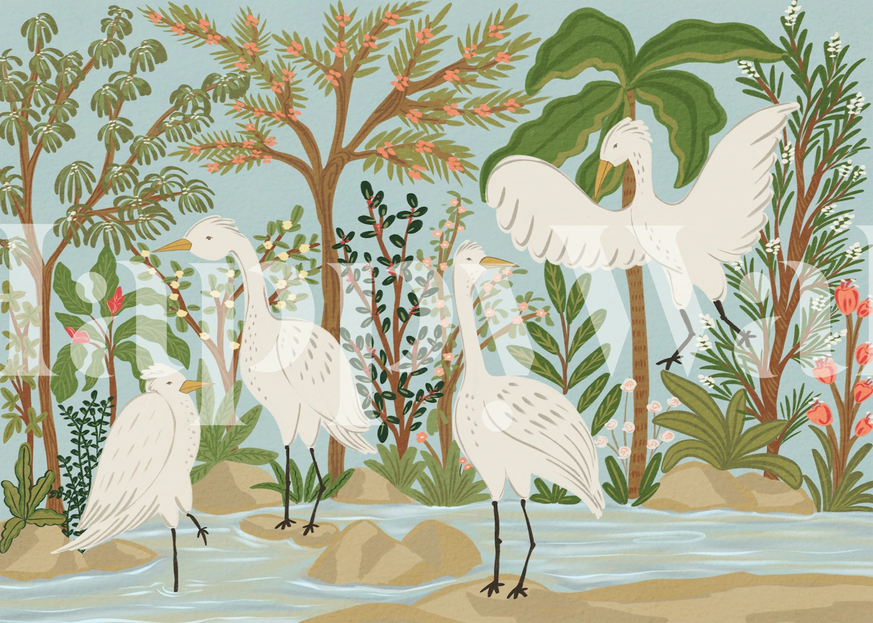 Egret Lagoon Garden tapete