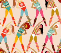 Retro aerobic workout blush tapete