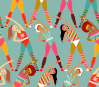 Retro aerobic workout Mint papel de parede