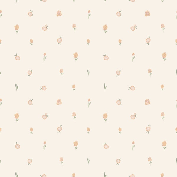 Ditsy Peach Roses on Cream