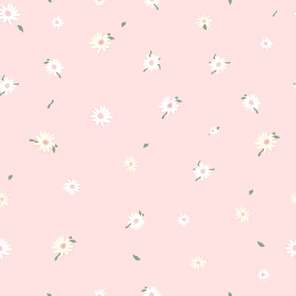 Soft Pink Daisies and Leaves