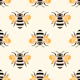 Playful Honey Bees Yellow on Beige