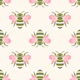 Playful Honey Bees Pink and Green