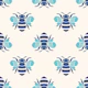 Playful Honey Bees Blue and White