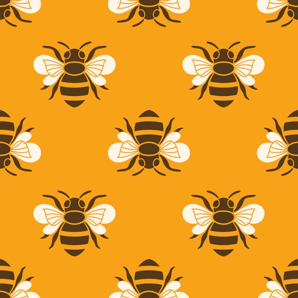 Playful Honey Bees Yellow Brown