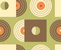 Let the Music play - Vinyl records green wallpaper