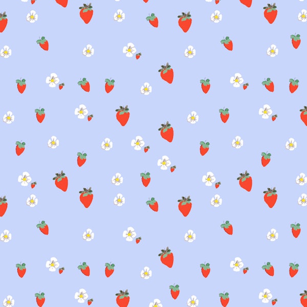 Strawberries and Blossoms Blue