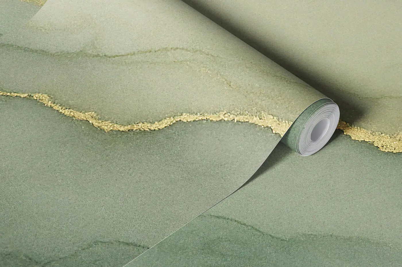Lavender Sage Gold Veins wallpaper roll