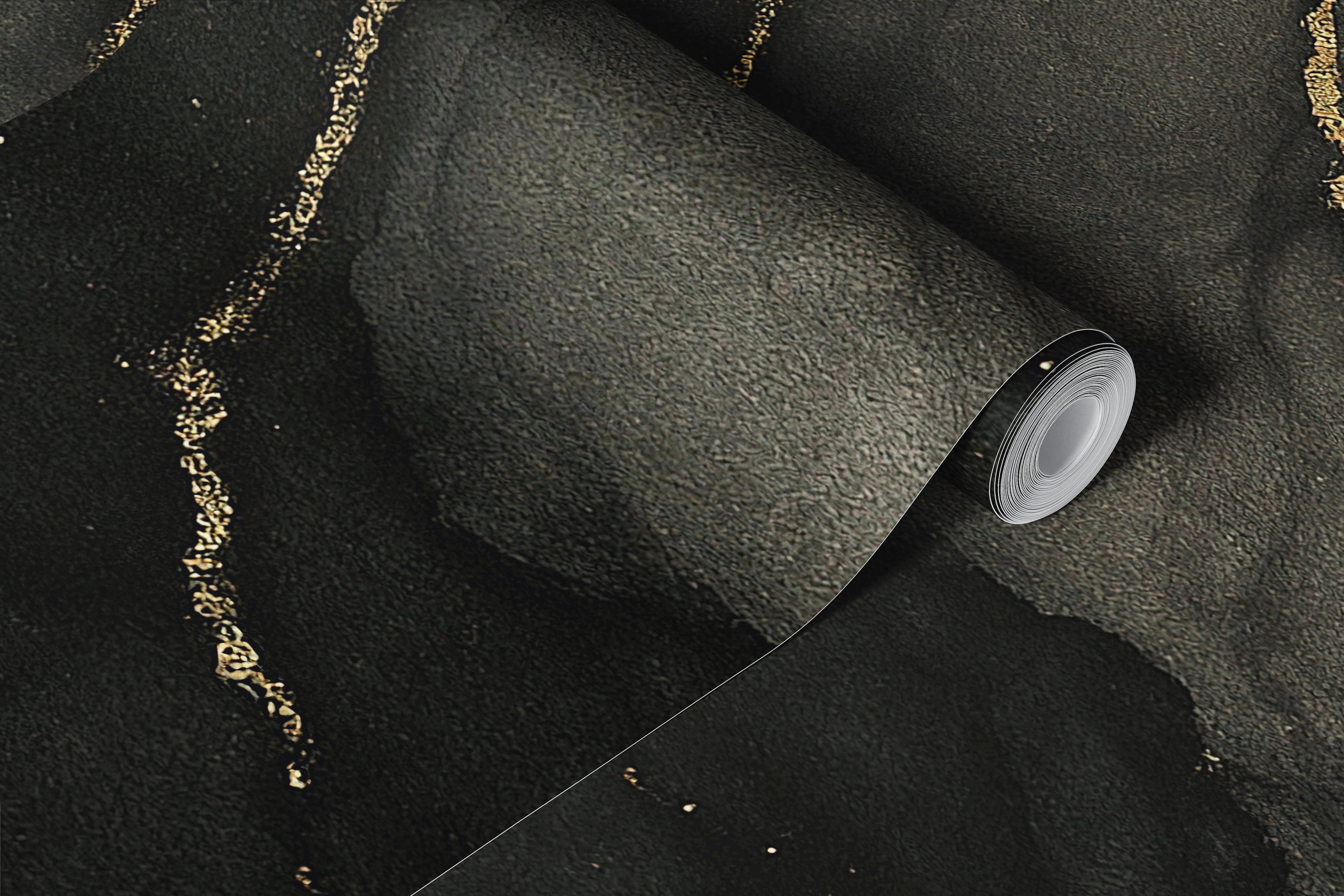 Black Marble Gold Veins wallpaper in a room