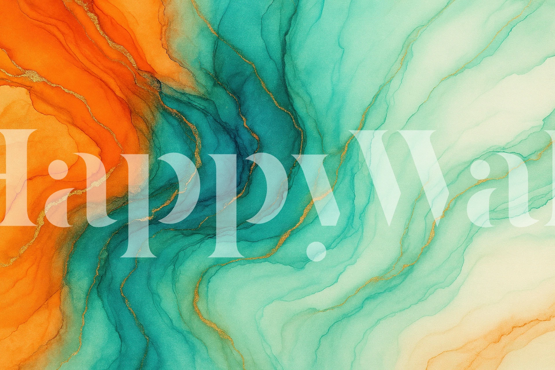 Mandarin Aqua Gold Veins tapet