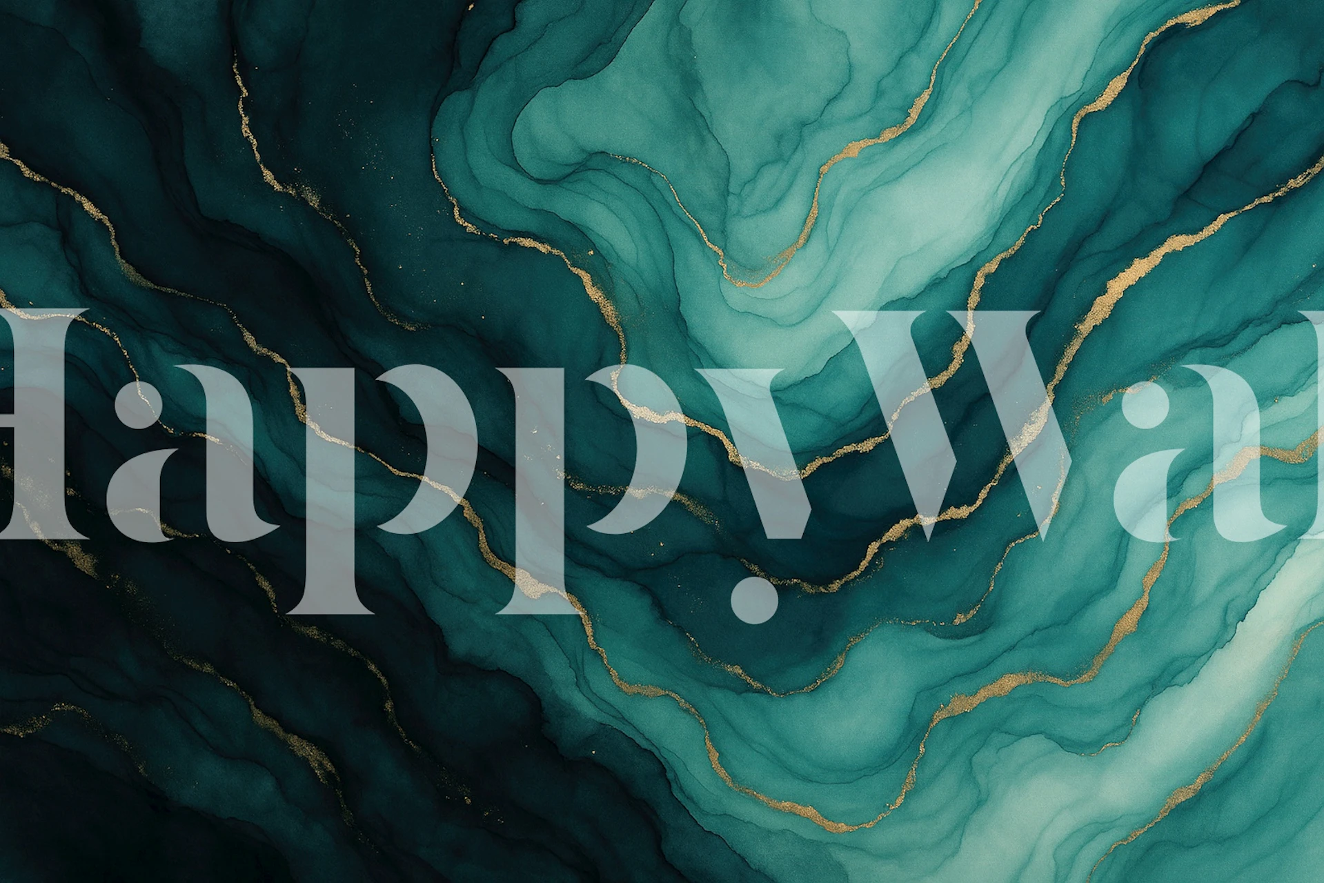 Midnight Teal Gold Veins wallpaper in a room