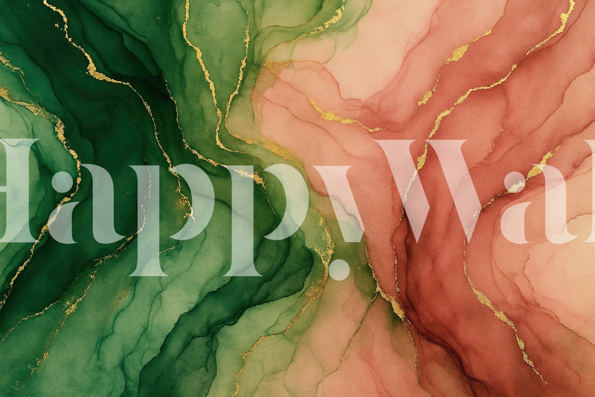 Rose Green Gold Veins wallpaper