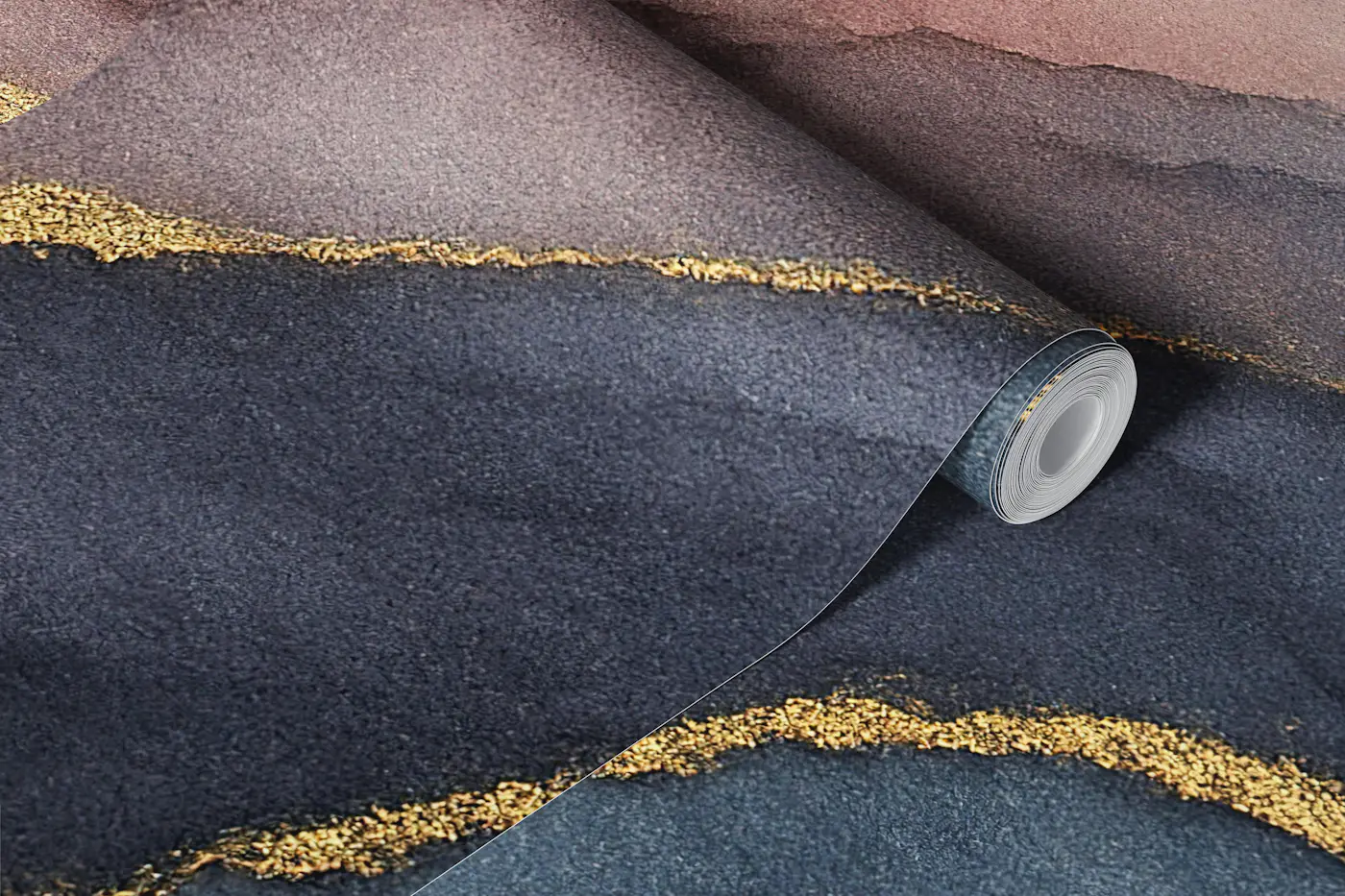 Mauve Slate Gold Veins wallpaper roll