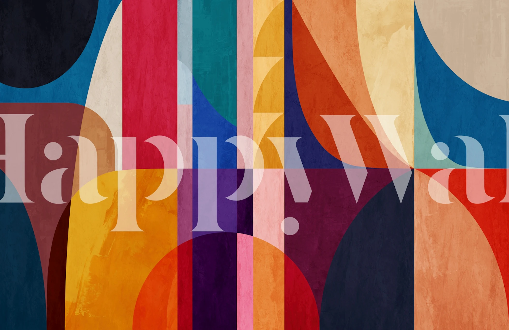 Colorful Bauhaus inspired wallpaper in a room