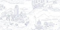 Whimsical Fairy Tale Village Toile tapet