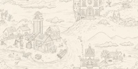 Whimsical Fairy Tale Village Toile wallpaper