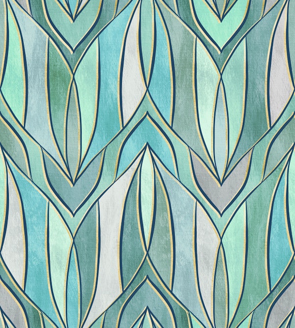 Rhythmic Linework in Textured Seafoam Large