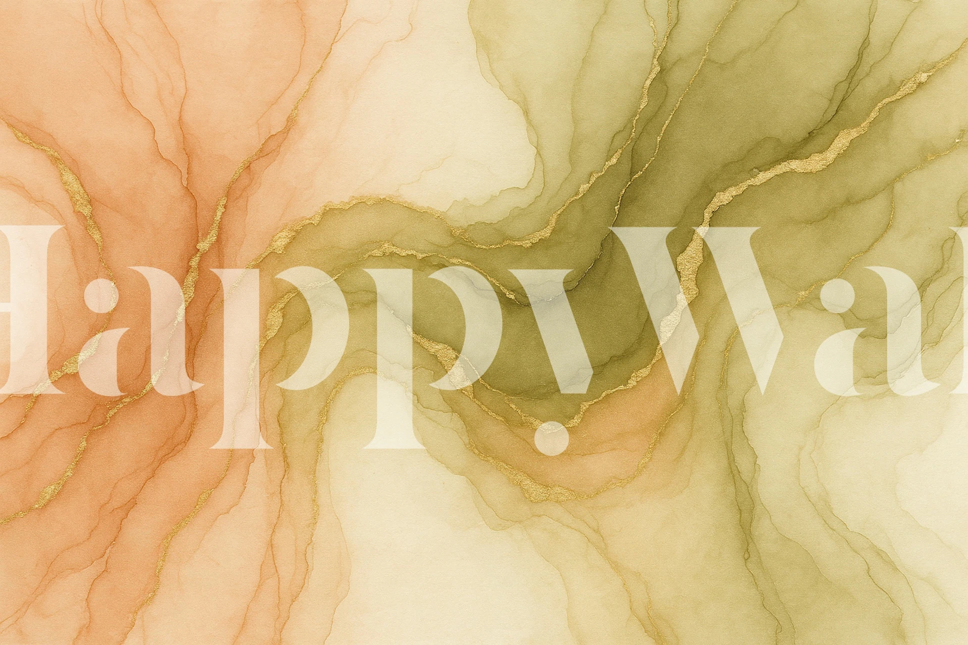 Peach Olive Gold Veins behang