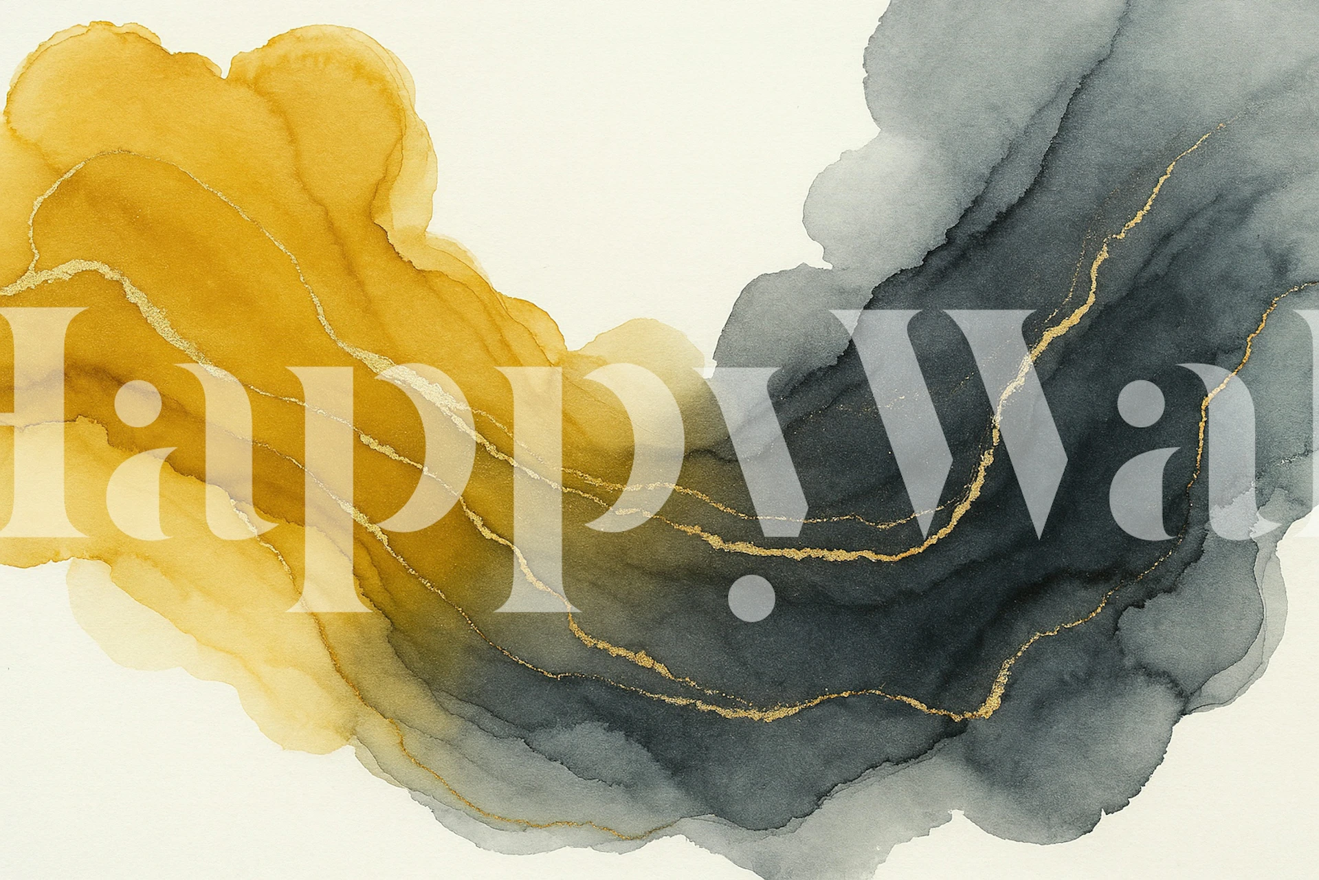 Mustard Gray Gold Veins behang