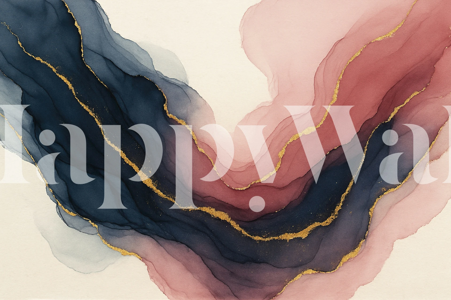 Navy Blush Gold Veins behang