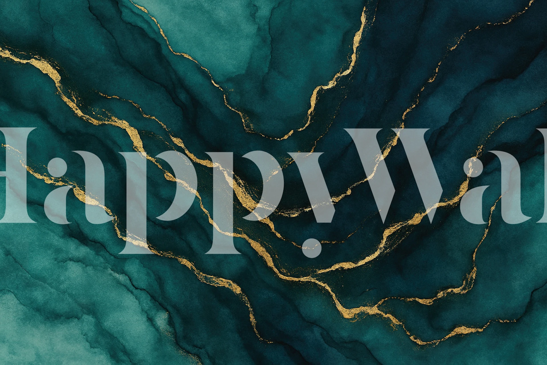 Petrol Teal Gold Veins behang