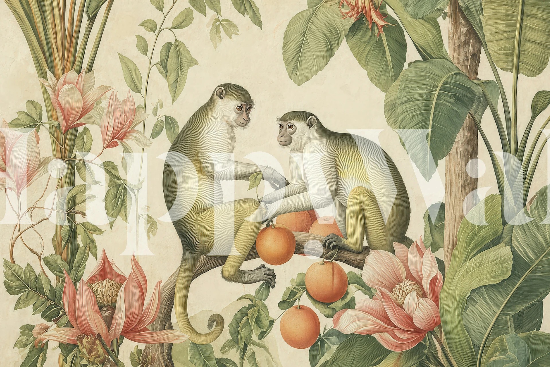 Botanical Monkeys wallpaper in a room