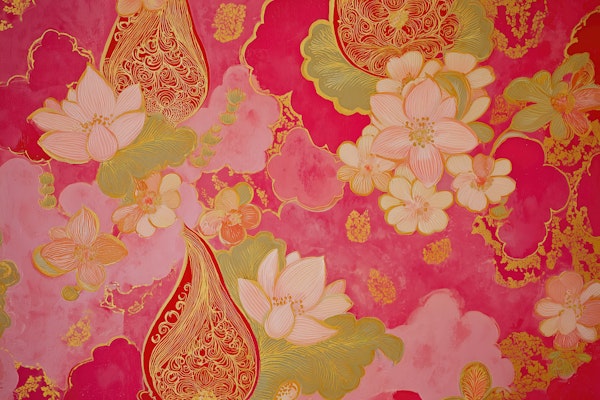 Ornate Red Gold Blossoms