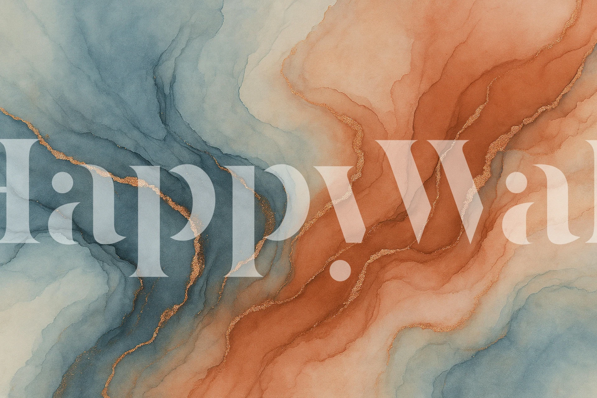 Terracotta Blue Copper Flow behang