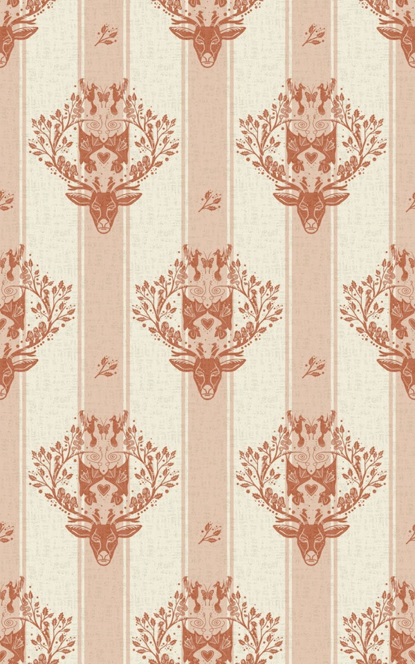 Woodland Deer Damask Stripes