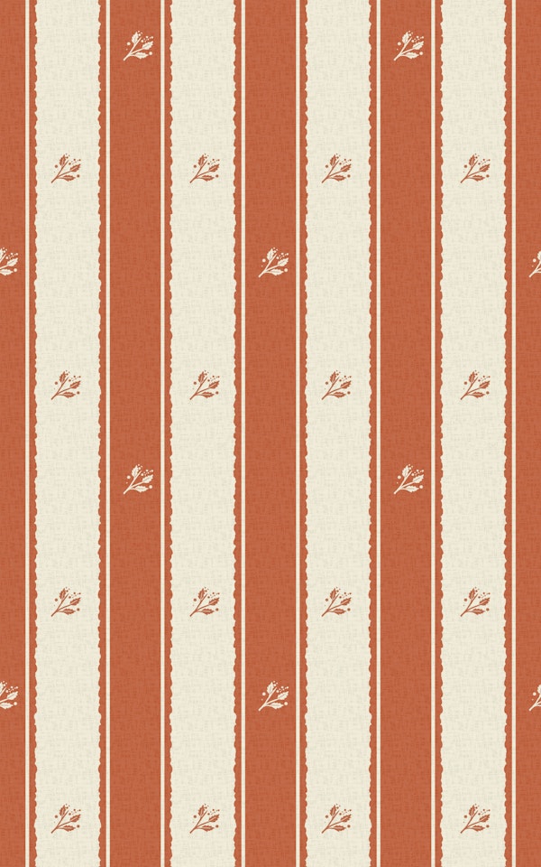 Terracotta Stripe Floral Sprigs