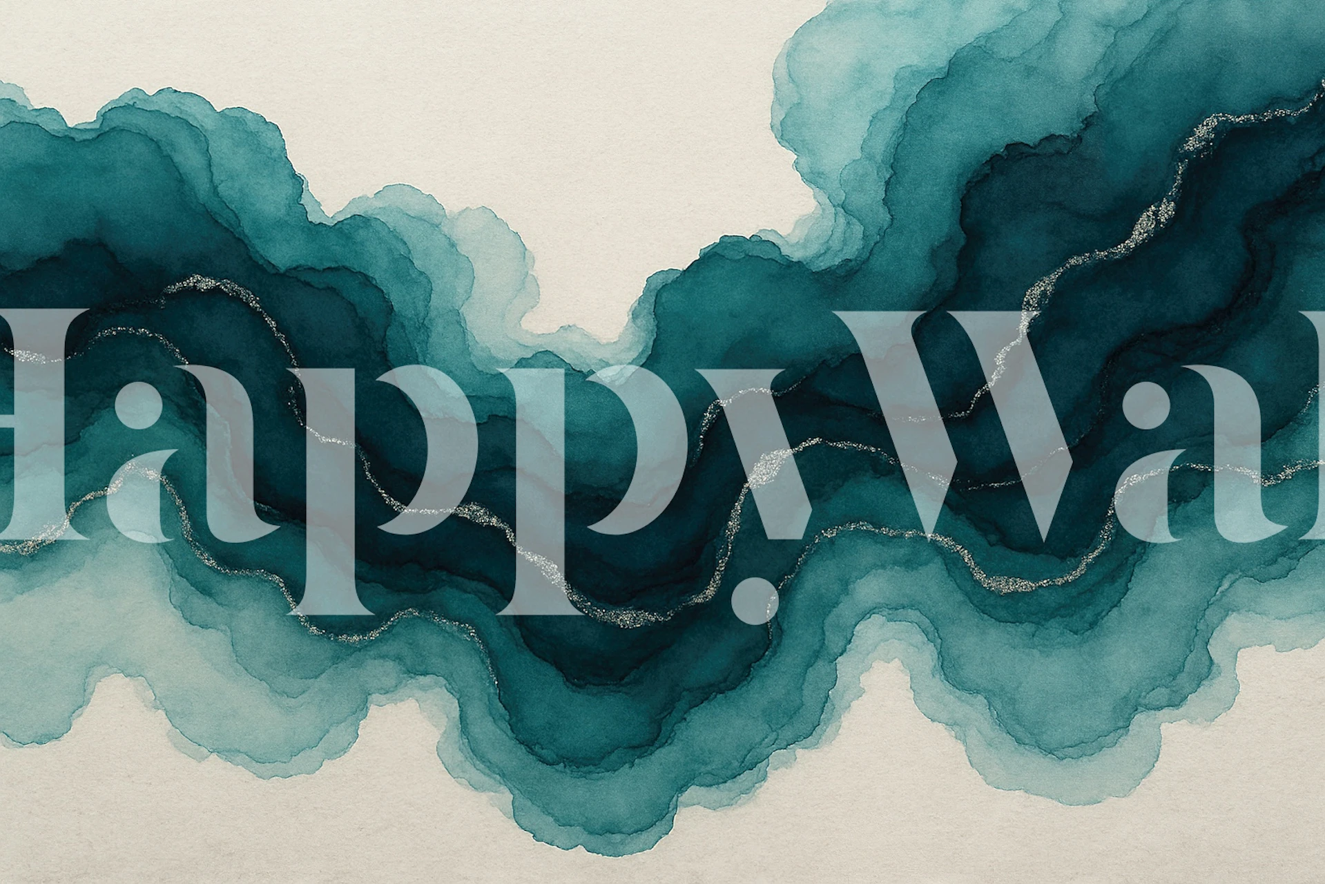 Teal Platinum Ink Flow tapetas