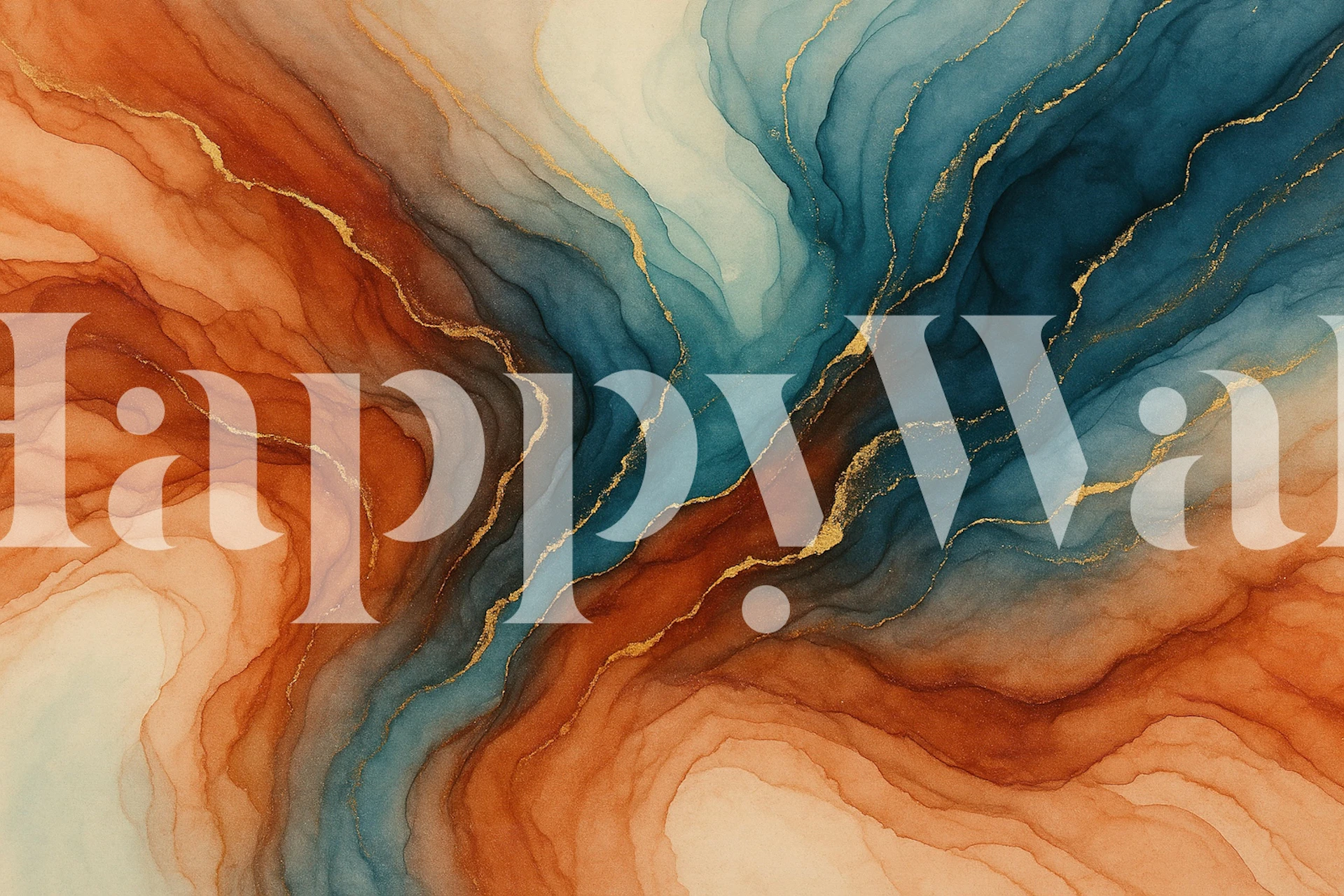 Terracotta Blue Gold Flow wallpaper
