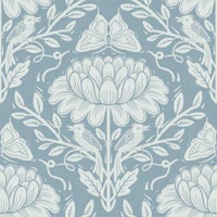 Pale Blue Folk Art Garden wallpaper