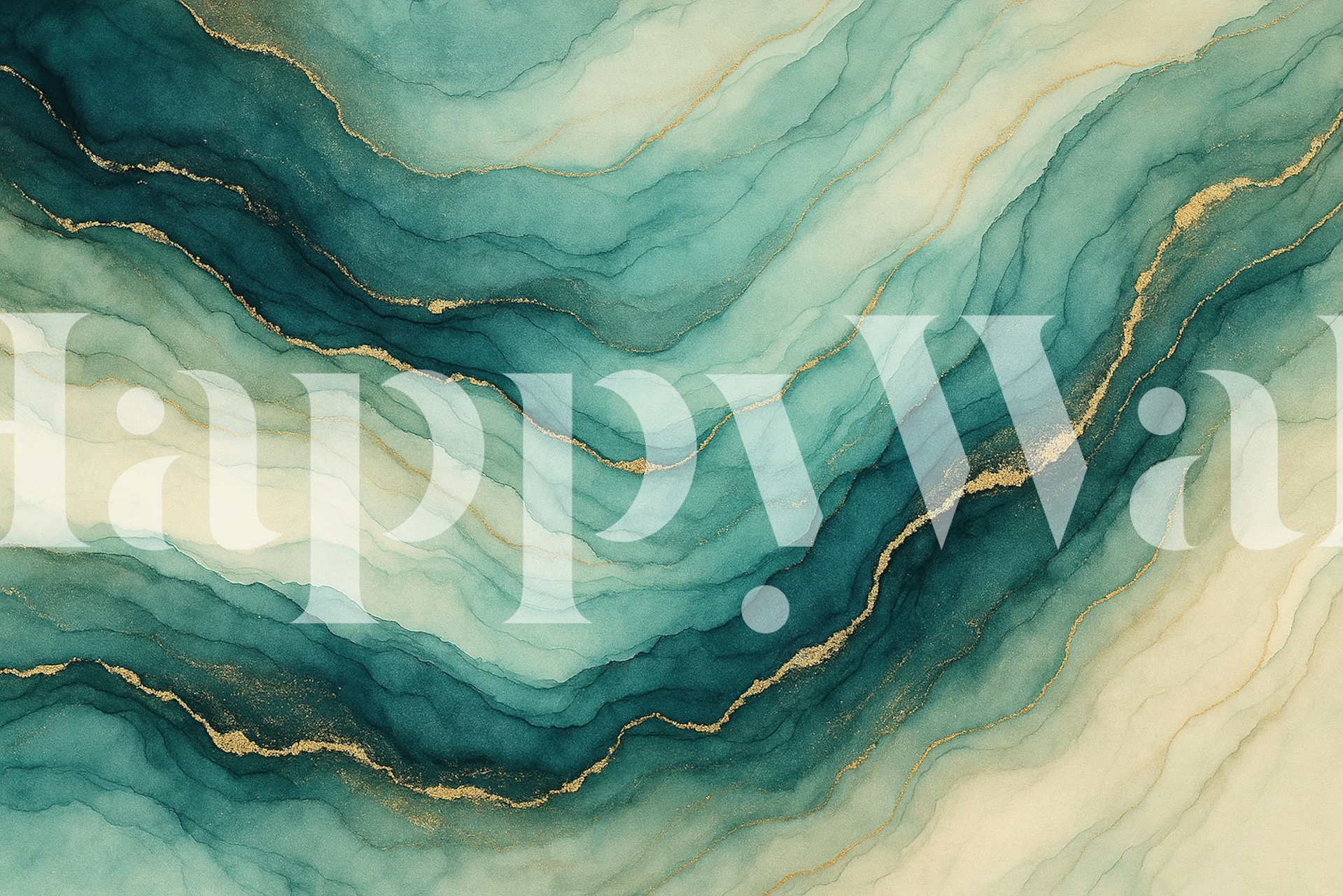 Tideglass Teal Gold Flow wallpaper